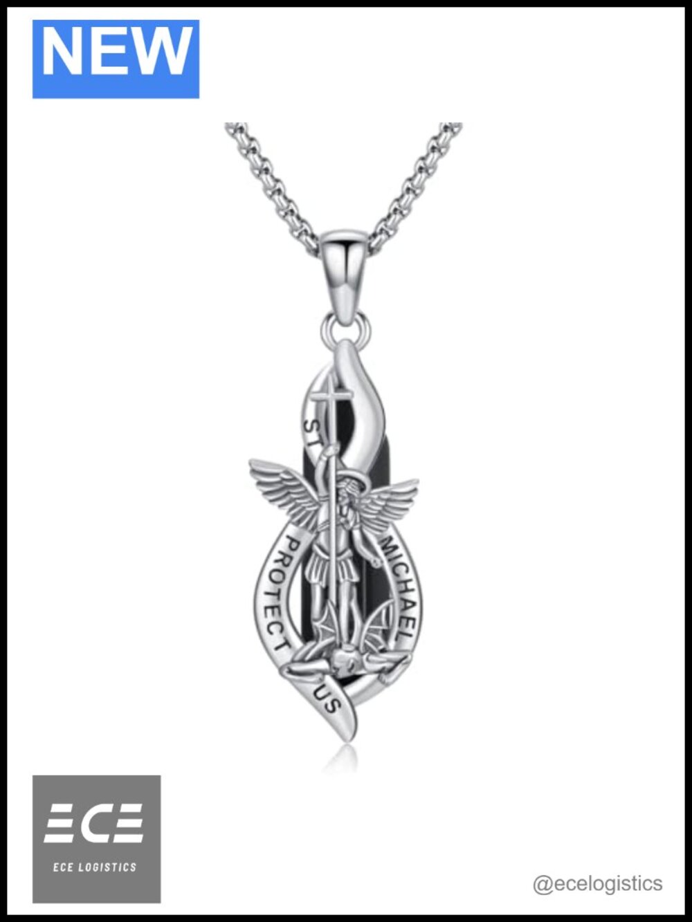 925 Sterling Silver Archangel St Michael Medal Pendant Necklace Protection